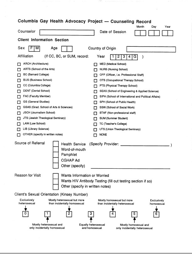 Sample GHAP Client Form