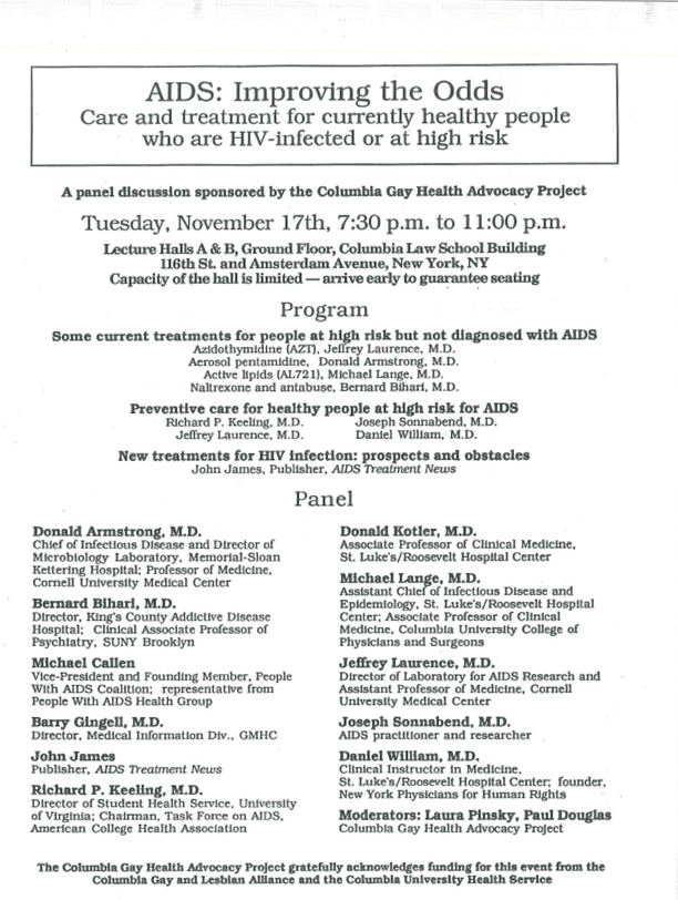 "AIDS: Improving the Odds" panel discussion program AIDS: Improving the Odds panel discussion program