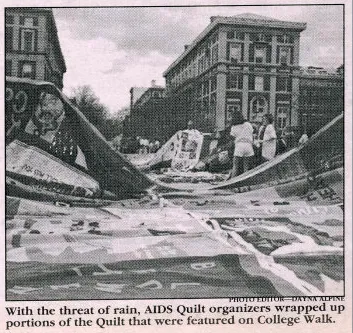 The AIDS Memorial Quilt was displayed on Columbia University's College Walk.