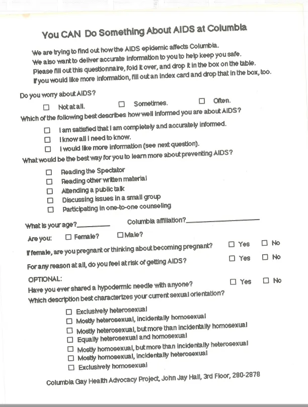 A questionnaire for concerned students