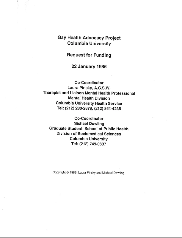 Request for Funding
