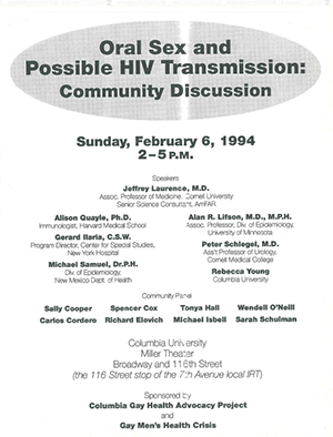 Flyer for Oral Sex Conference